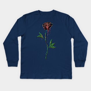 Black Rose Dripping with Blood Kids Long Sleeve T-Shirt